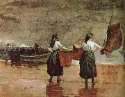Winslow Homer Beach ee Fisherwoman ee Mother France oil painting artist